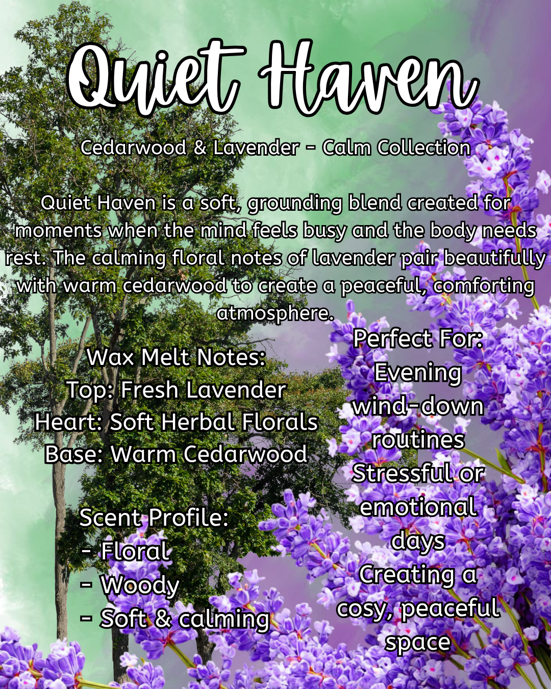 Quiet Haven - Lavender and Cedarwood.